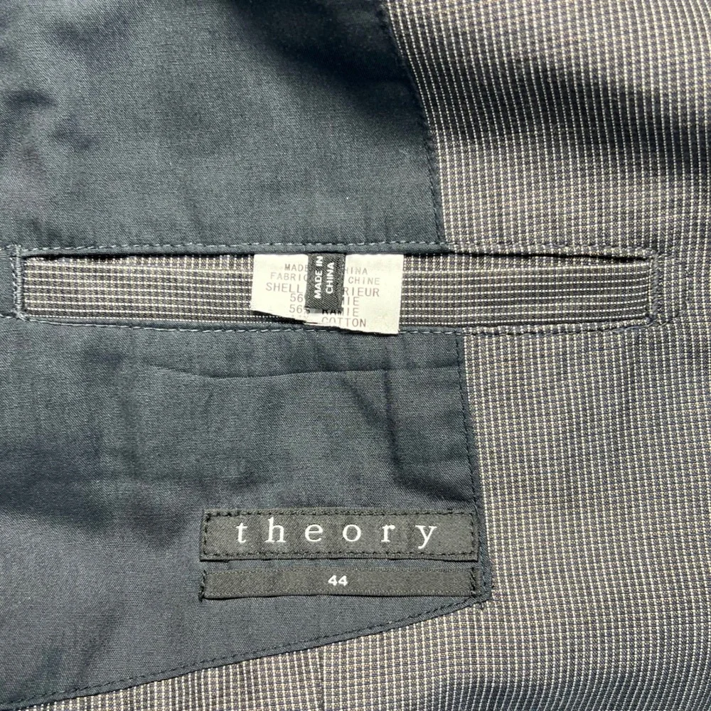 Theory Men's Gray Pinstripe Blazer Jacket Size 44‎ Unstructured Casual Ramie